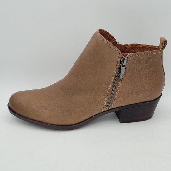 Lucky Brand Basel Women's 8.5 Ankle Boots Booties Leather Zip Light Brown - Picture 2 of 12